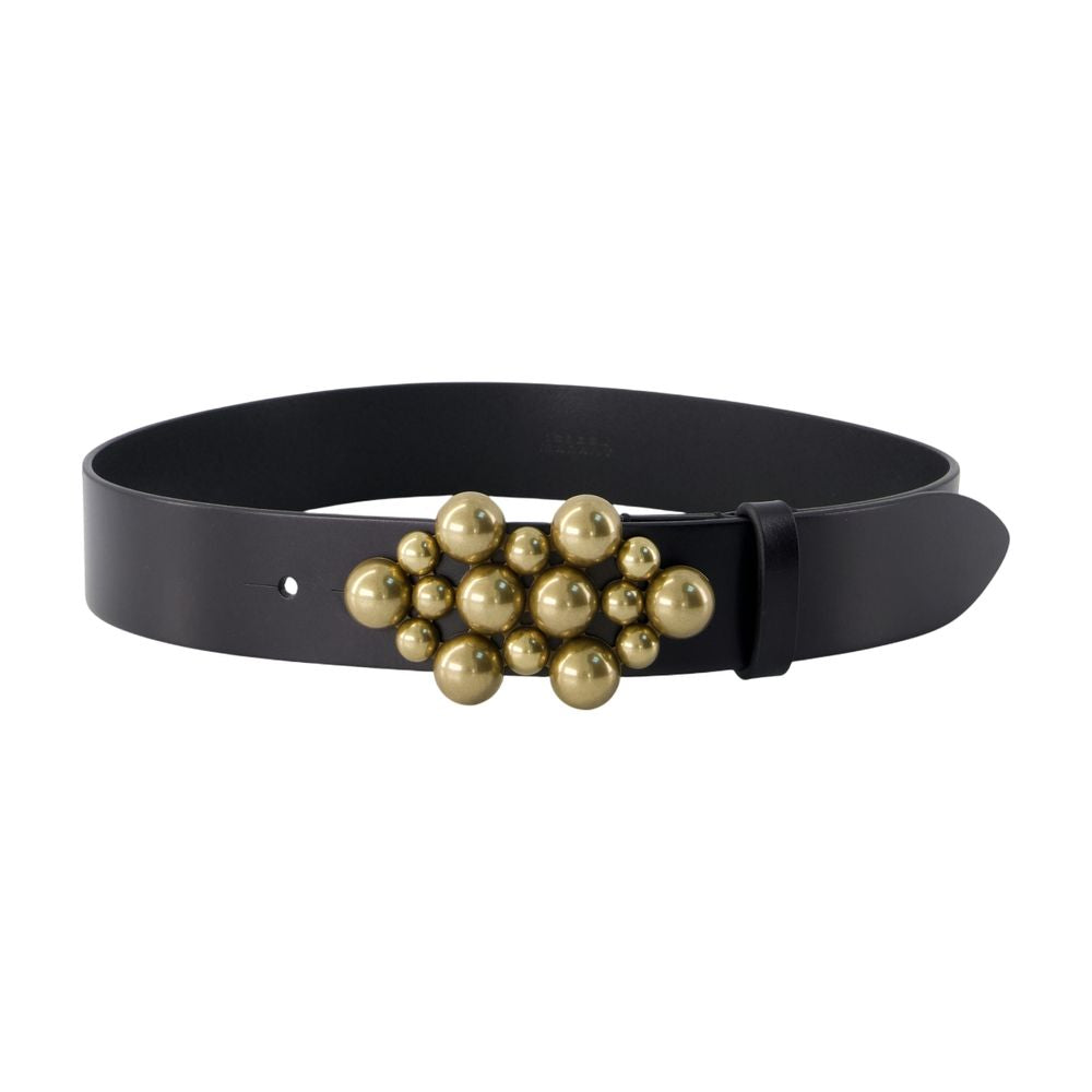 Isabel Marant Gold-Studded Leather Belt — Black