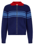 Marni Striped Cotton Cardigan — Navy