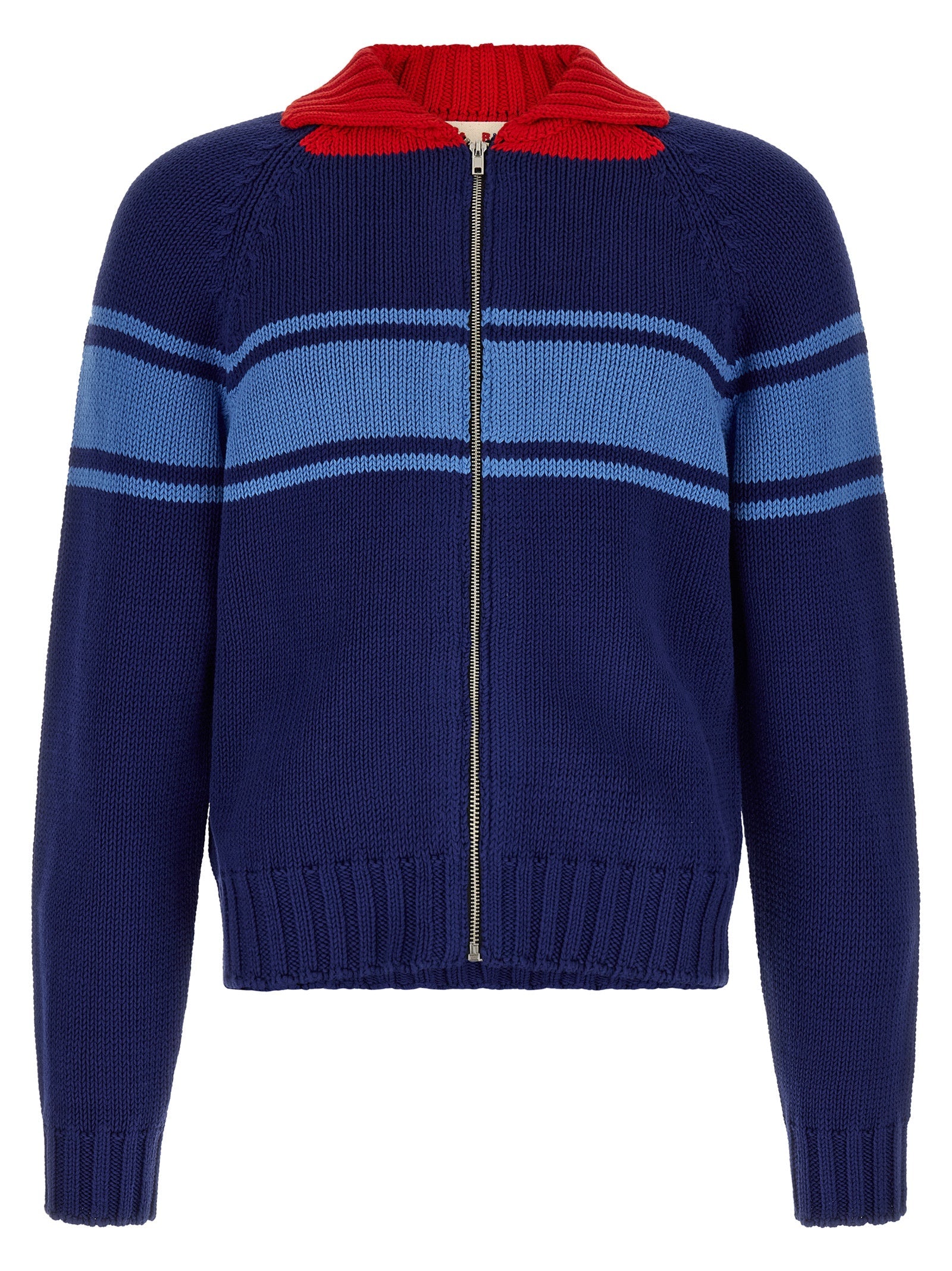 Marni Striped Cotton Cardigan — Navy