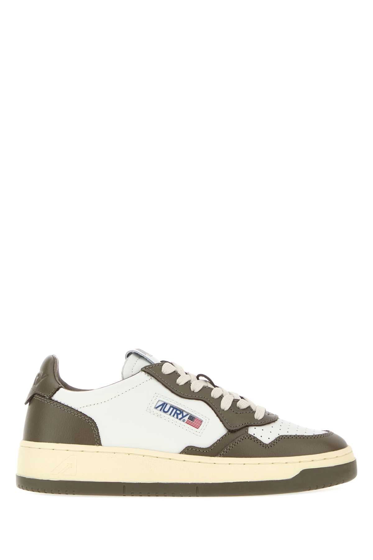 Autry Leather Color-Block Sneaker — White