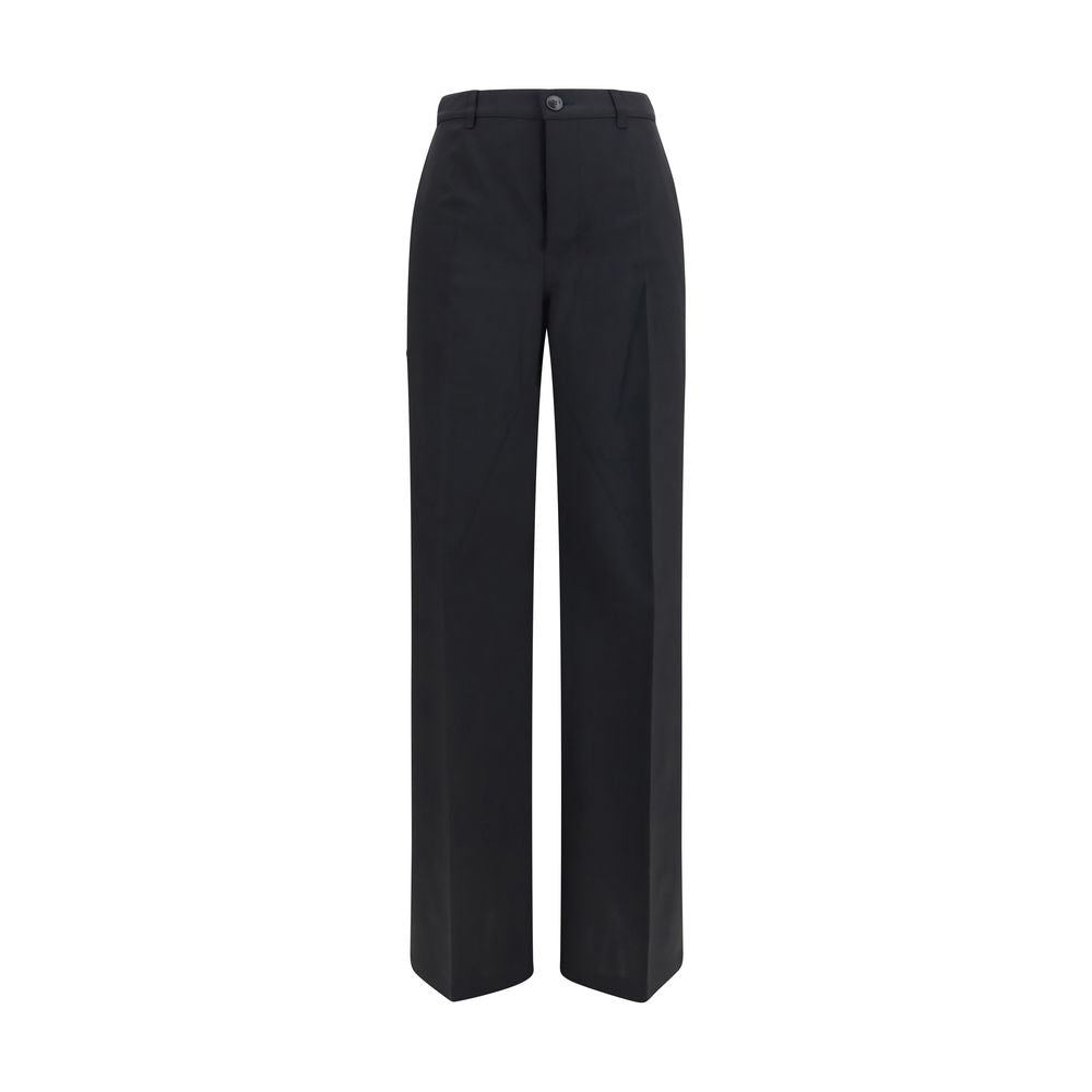 Rick Owens Wide-Leg Wool Trousers — Black