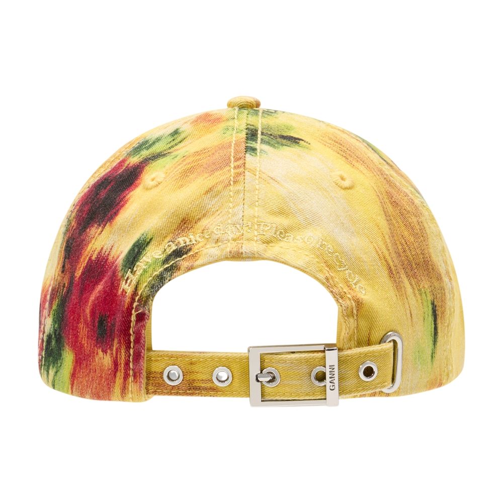 Ganni B3020171-01F Tie-dye Cotton Baseball Cap — Yellow