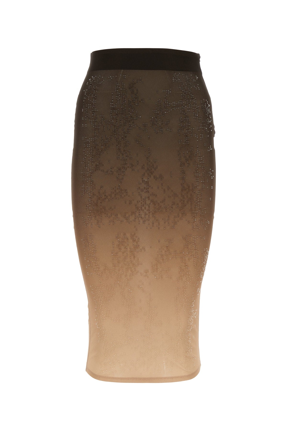 Andrea Adamo Ombré Rhinestone Skirt — Beige