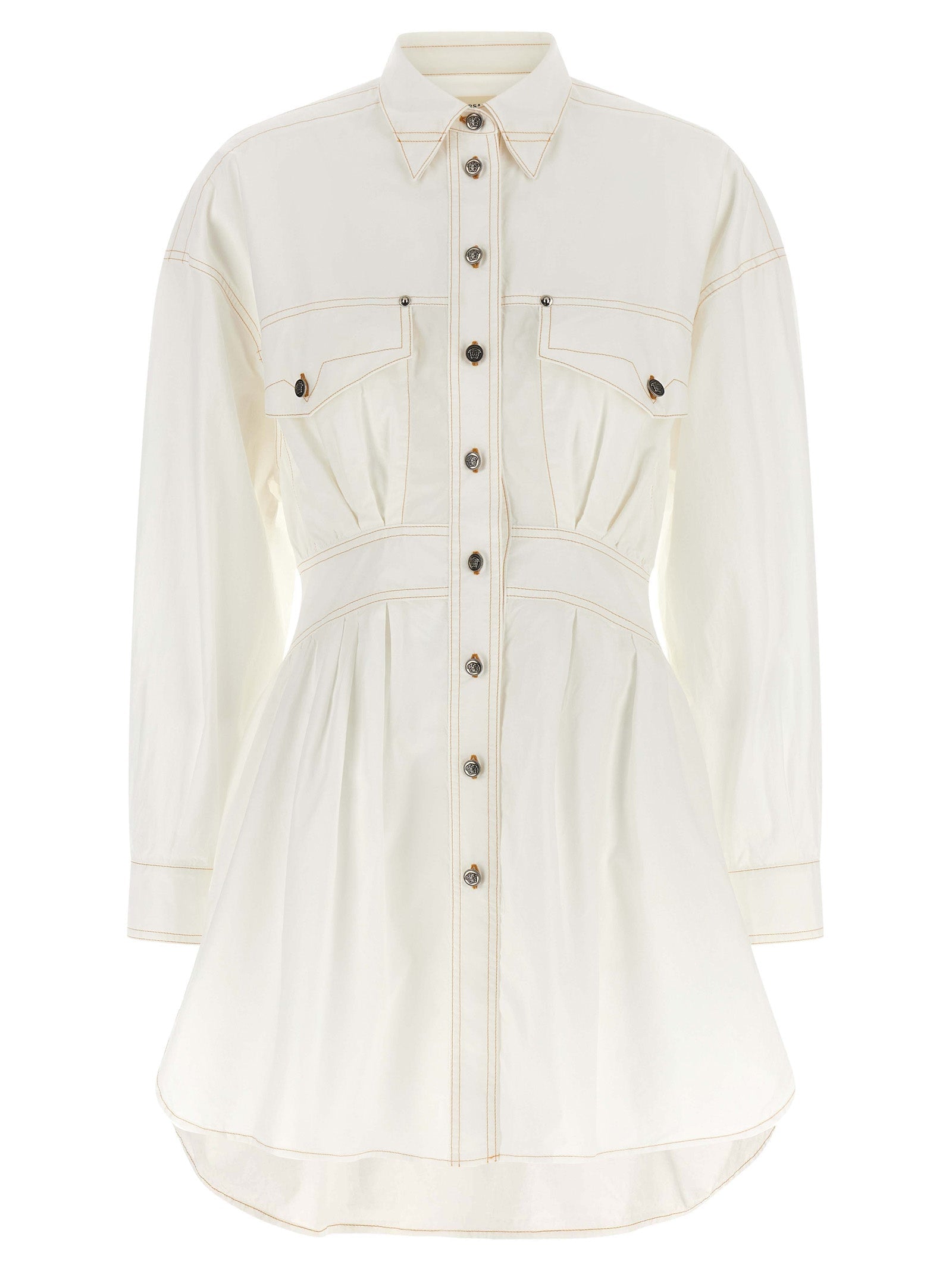 Versace Cotton Poplin Shirt Dress — White
