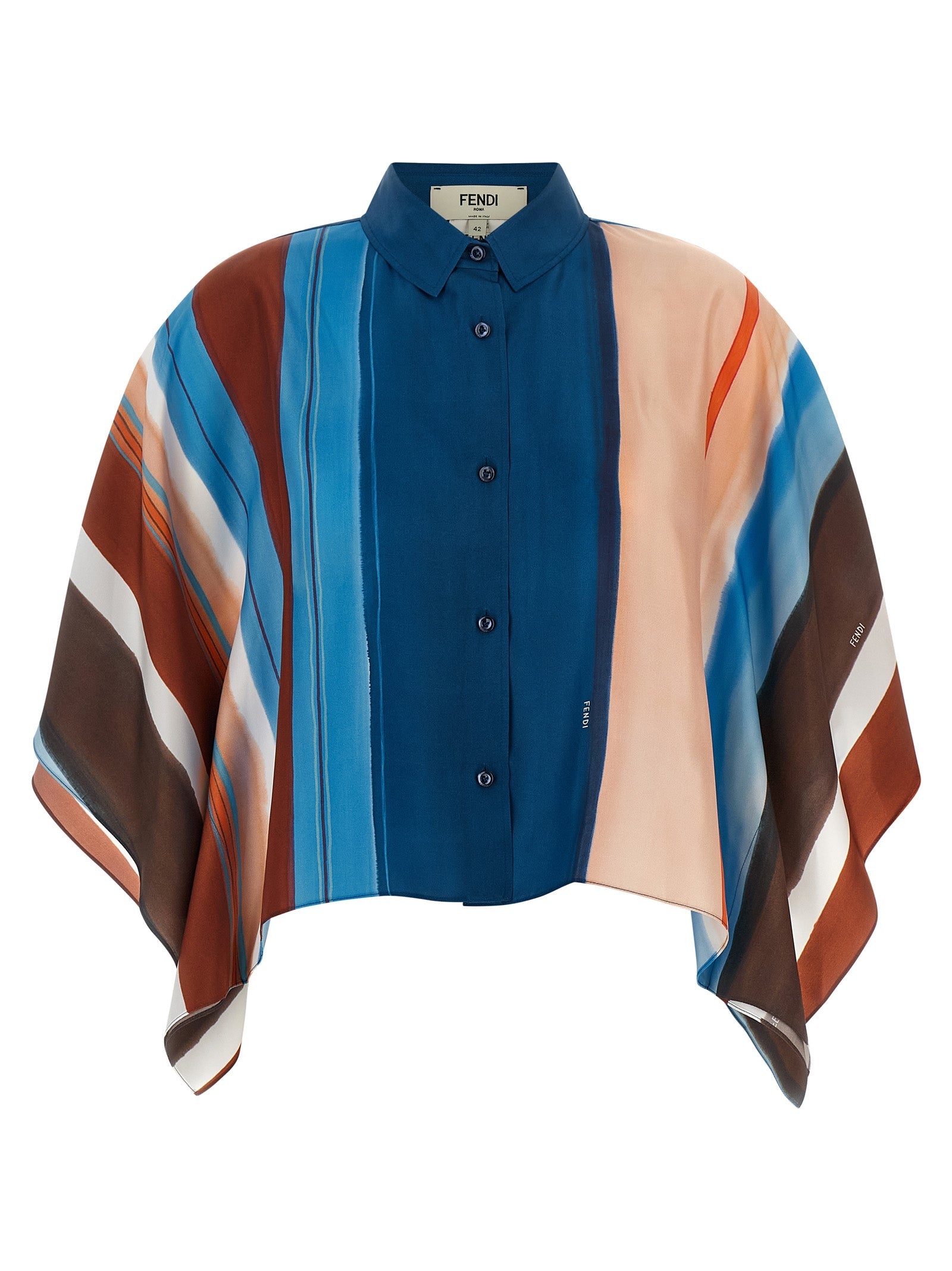 Fendi Venetian Stripes Silk Blouse — Blue