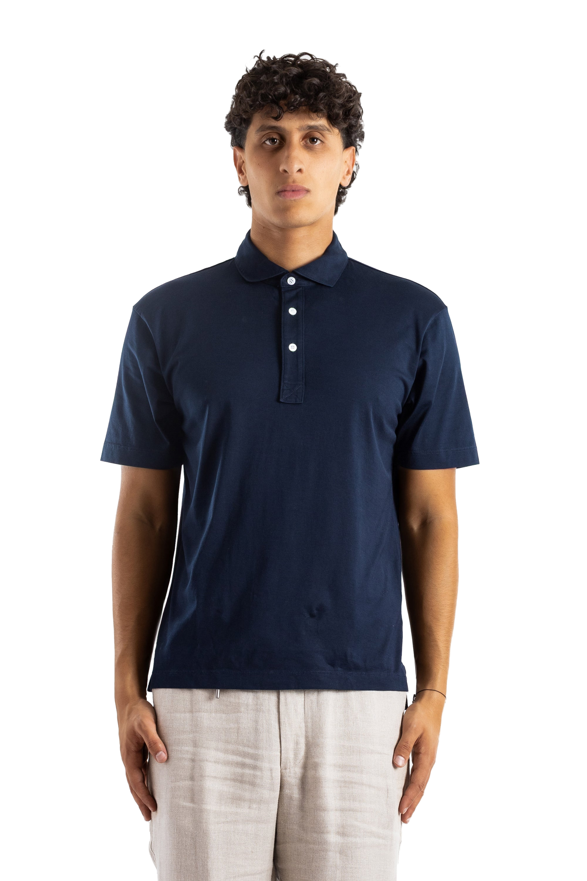 Handvaerk Pima Cotton Polo Shirt — Navy