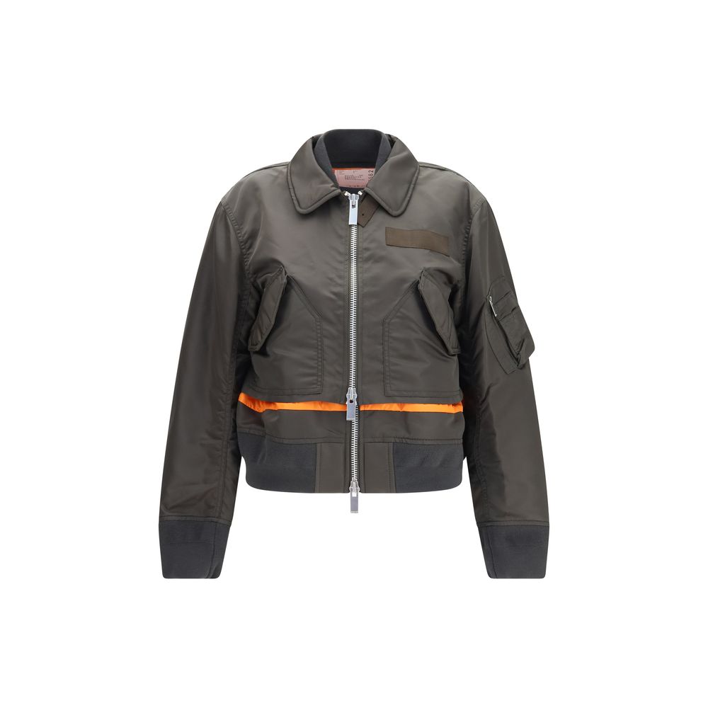 Sacai Bicolor Nylon Bomber Jacket — Gray