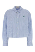 Miu Miu Embroidered Poplin Shirt — Blue