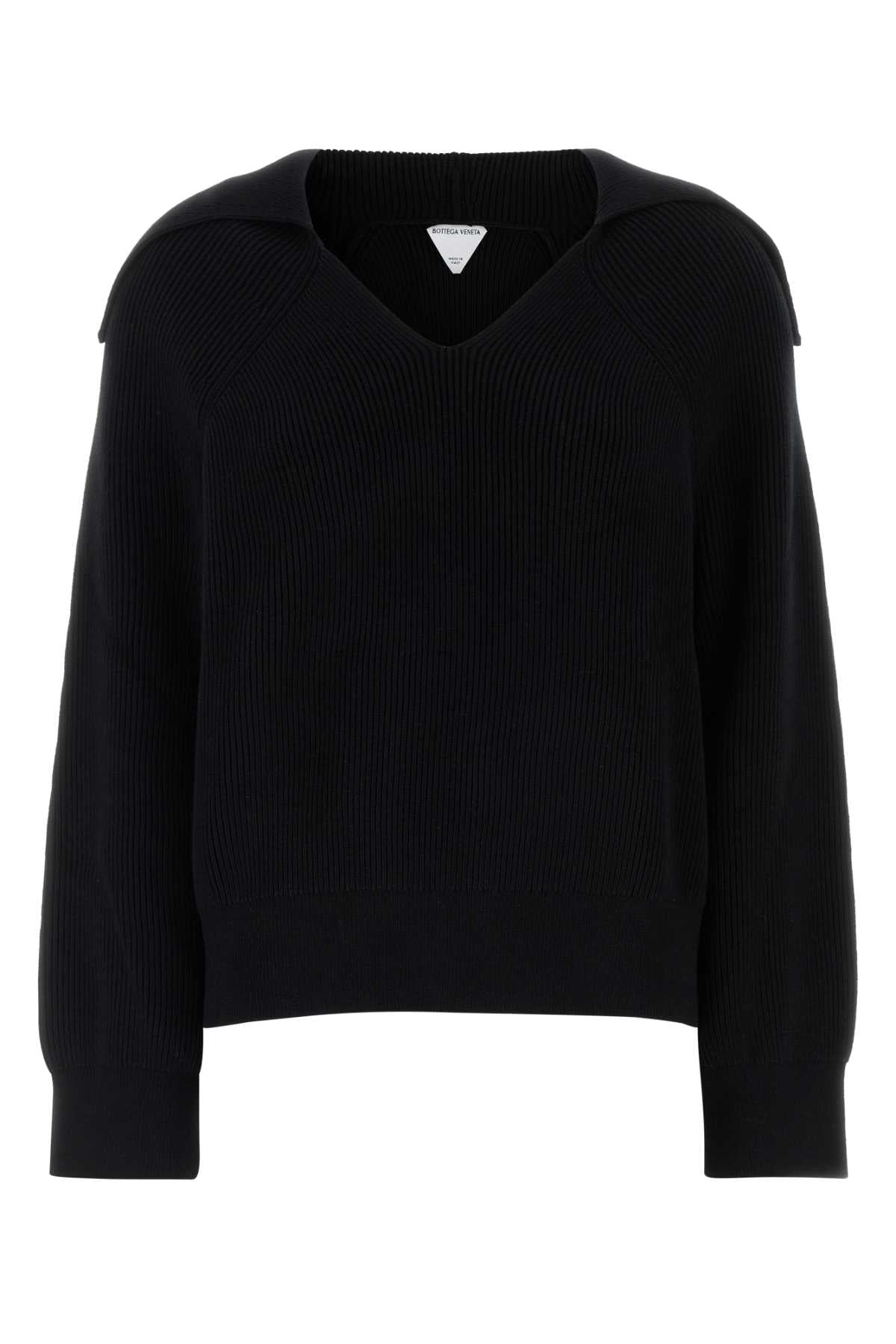 Bottega Veneta Ribbed Cotton Polo — Black