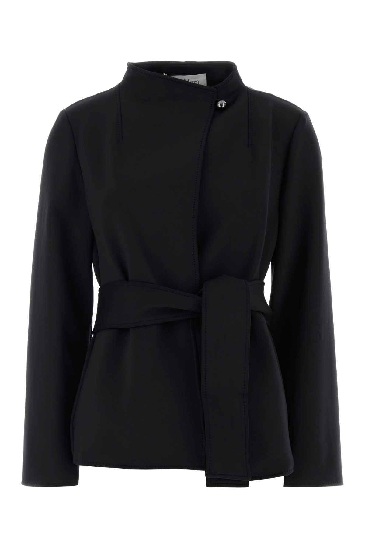 Max Mara Nylon-Elastane Wrap Jacket — Black