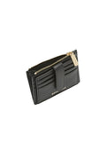 Coccinelle Grained Cowhide Card Case — Black