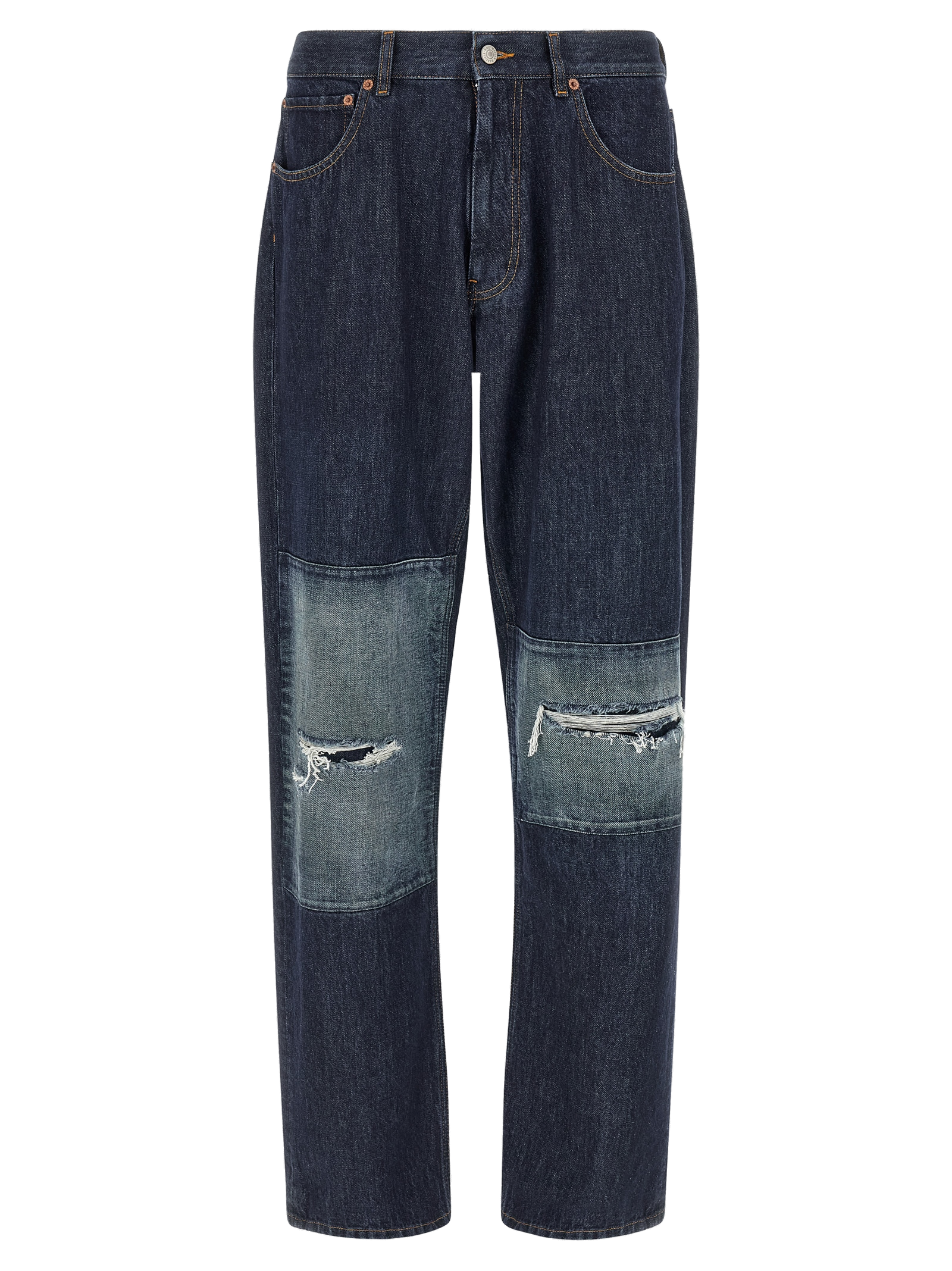 MM6 Maison Margiela Patchwork-Blocked Denim Jeans — Blue