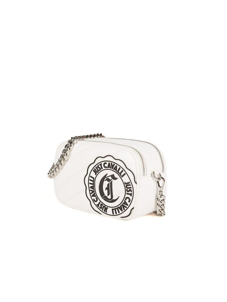 Just Cavalli Logo-Embroidered Crossbody Bag — White