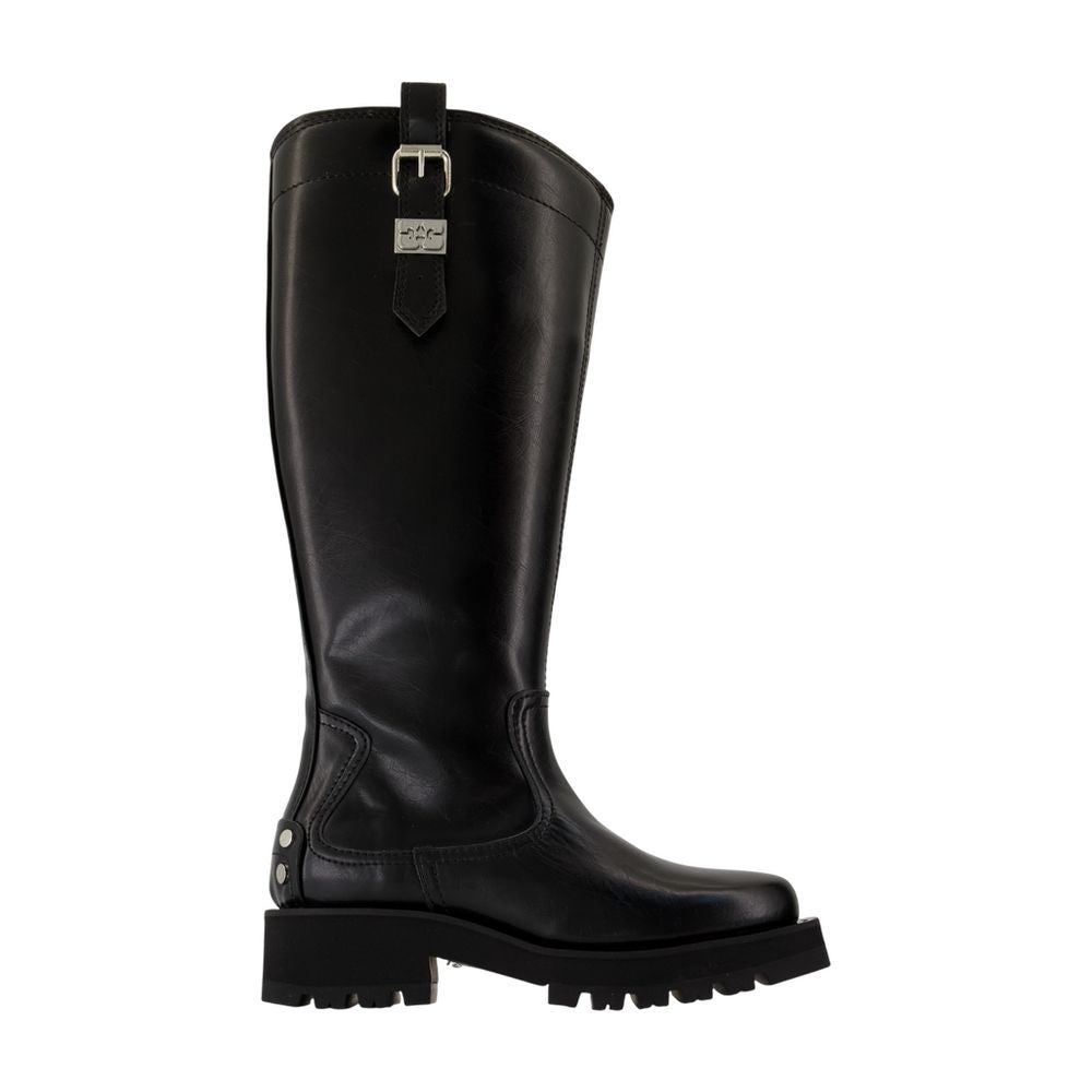 Ganni Studded Lug-Sole Boot — Black