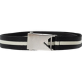 Bottega Veneta Striped Polyester Belt — Black