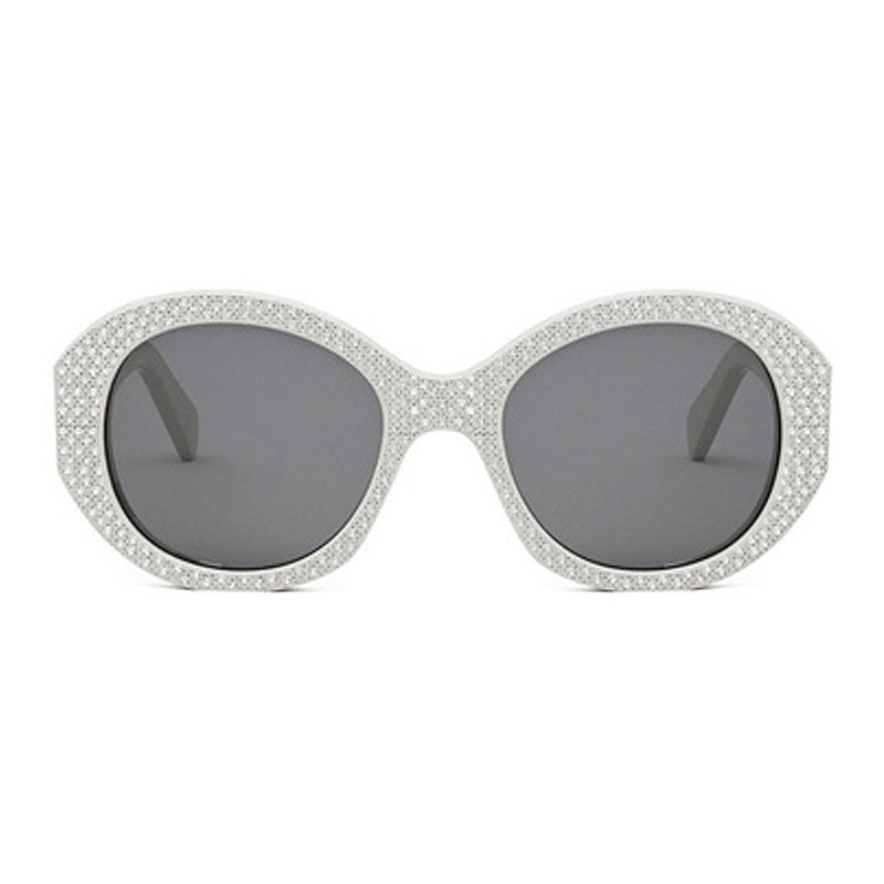Celine CL4240IS25A Glitter-Embellished Acetate Sunglasses — White