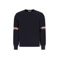 Thom Browne Striped Crew-Neck Cotton Sweater — Navy