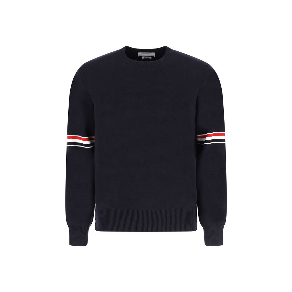 Thom Browne Striped Crew-Neck Cotton Sweater — Navy