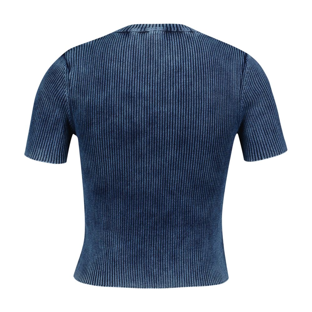 Diesel Ribbed Cotton T-shirt — Blue