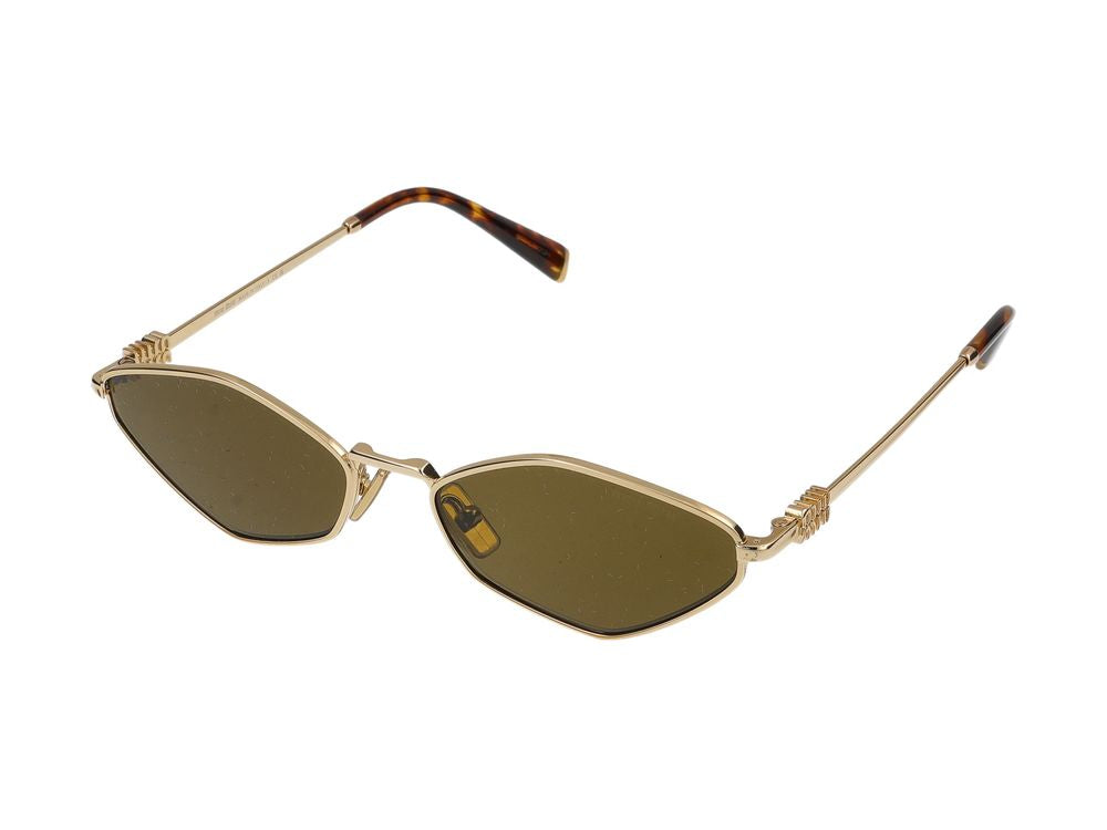Miu Miu 0MU Oval Metal Sunglasses — Gold
