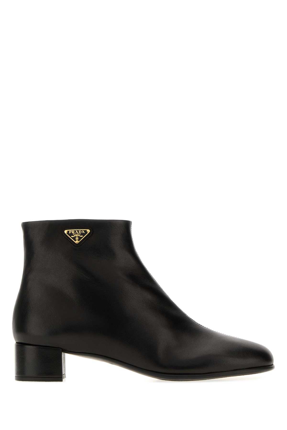 Prada Nappa Leather Ankle Boot — Black