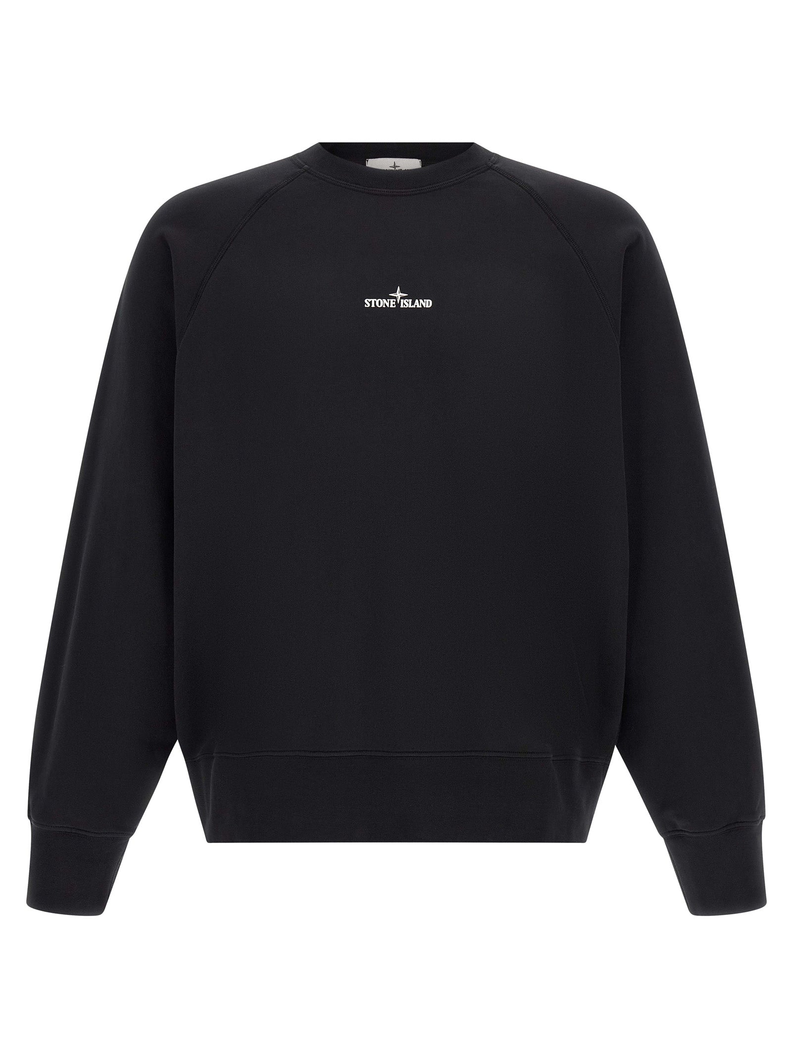 Stone Island Logo-Embroidered Cotton Sweatshirt — Black