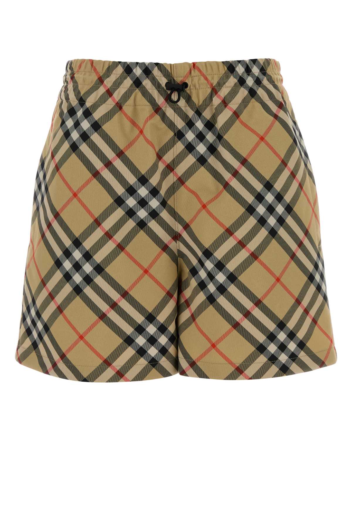 Burberry Checked Canvas Shorts — Beige