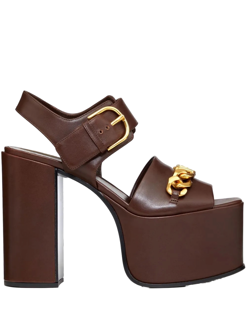 Valentino Garavani VLogo Chain Platform Sandal — Brown