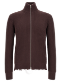 MM6 Maison Margiela Ribbed Cotton Cardigan — Brown