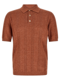Brunello Cucinelli Linen-Cotton Blend Polo Shirt — Orange