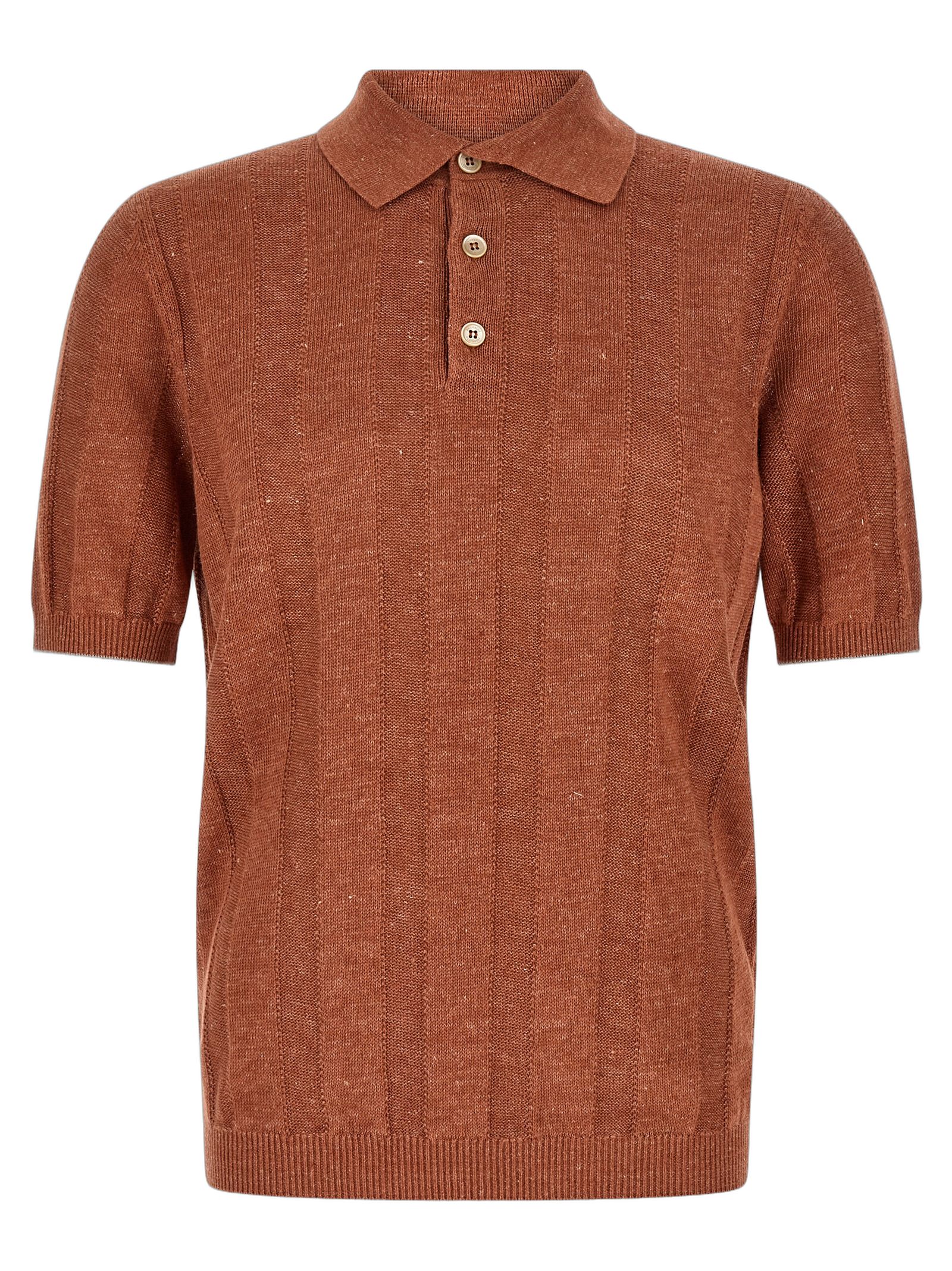 Brunello Cucinelli Linen-Cotton Blend Polo Shirt — Orange