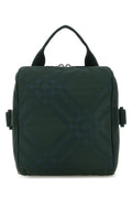 Burberry Check-Embossed Nylon Top Handle Bag — Green