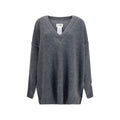MM6 Maison Margiela Oversized Wool-Blend V-Neck Sweater — Gray