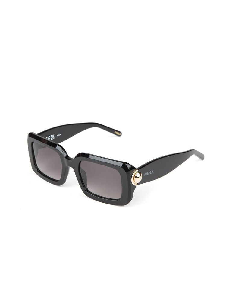 Furla SFU980 Glossy Black Acetate Sunglasses — Black