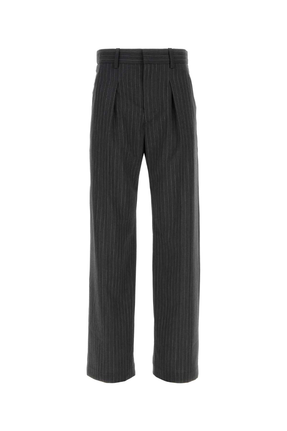 Isabel Marant Pinstriped Wool Trousers — Gray