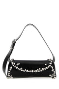 Jil Sander Crystal-Embellished Leather Shoulder Bag — Black