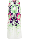 Valentino Floral-Print Wide-Leg Trousers — Green