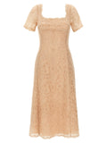Ermanno Scervino Lace Floral Dress — Beige