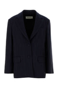 Dries Van Noten Wool-Blend Oversized Blazer — Navy