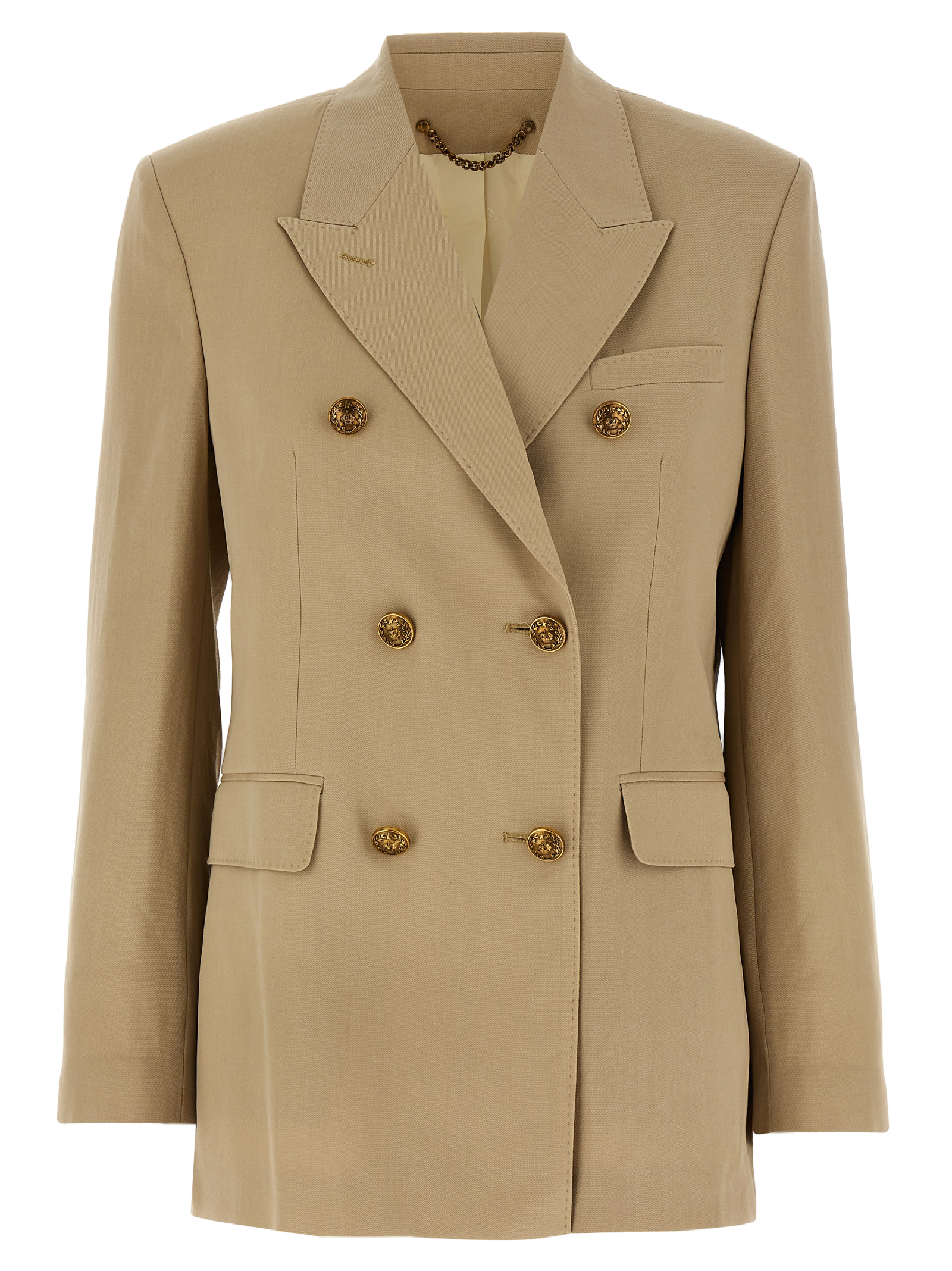 Golden Goose Virgin Wool Double-Breasted Blazer — Beige