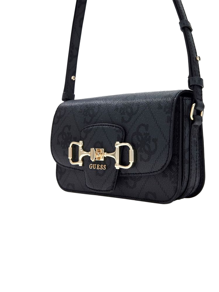 Guess Logo-Hardware Convertible Crossbody Bag — Black