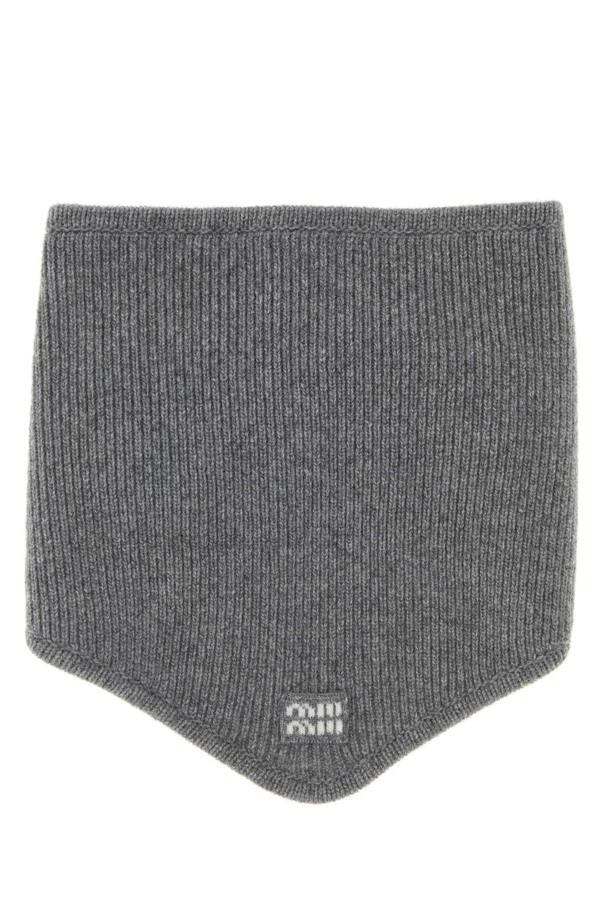 Miu Miu Virgin Wool and Cashmere Blend Scarf — Gray