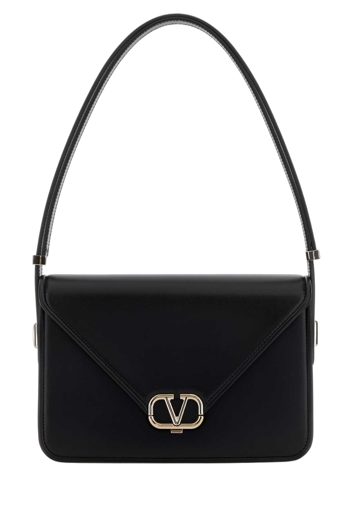 Valentino Garavani Gold VLogo Hardware Shoulder Bag — Black