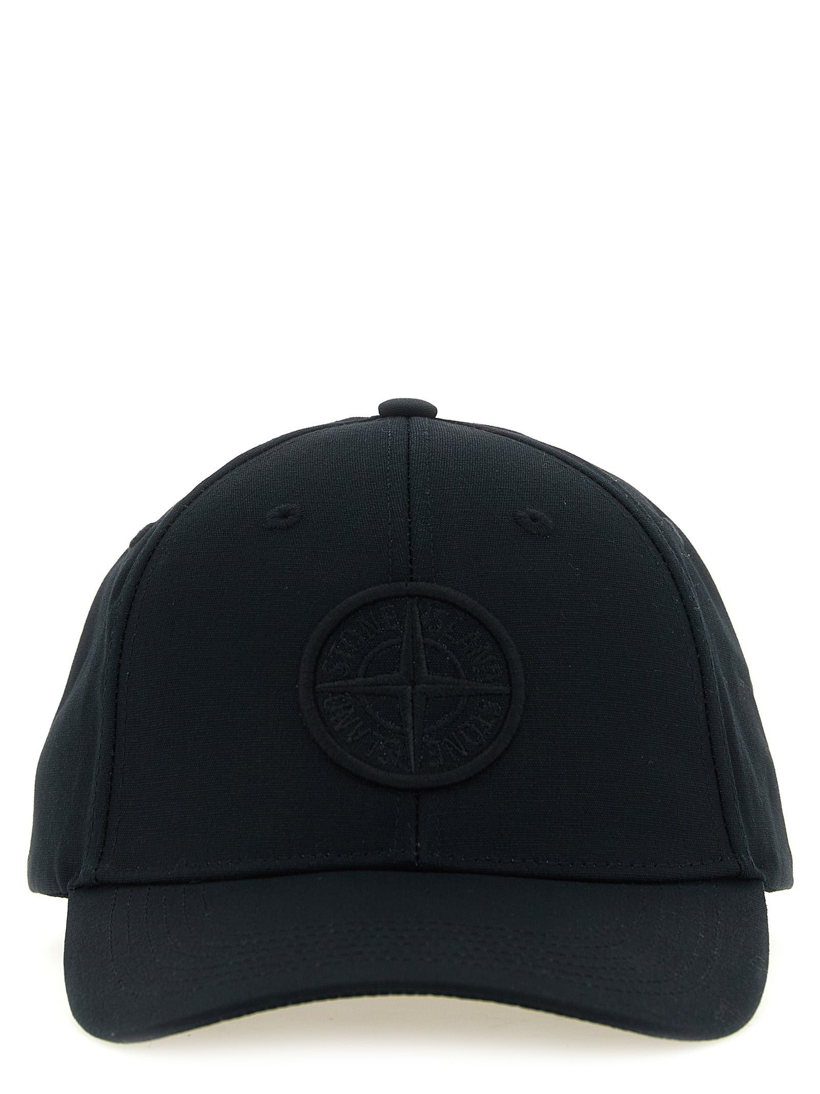 Stone Island ST338506BM Cotton with Compass Logo Baseball Cap — Black