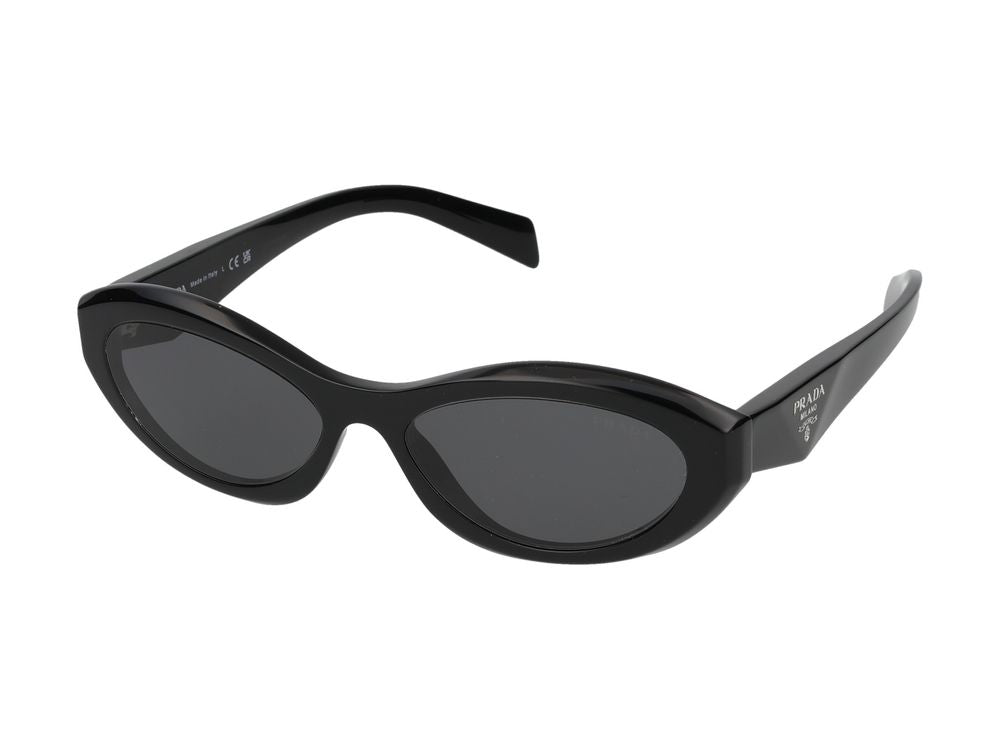 Prada 0PR Oval Acetate Sunglasses — Black