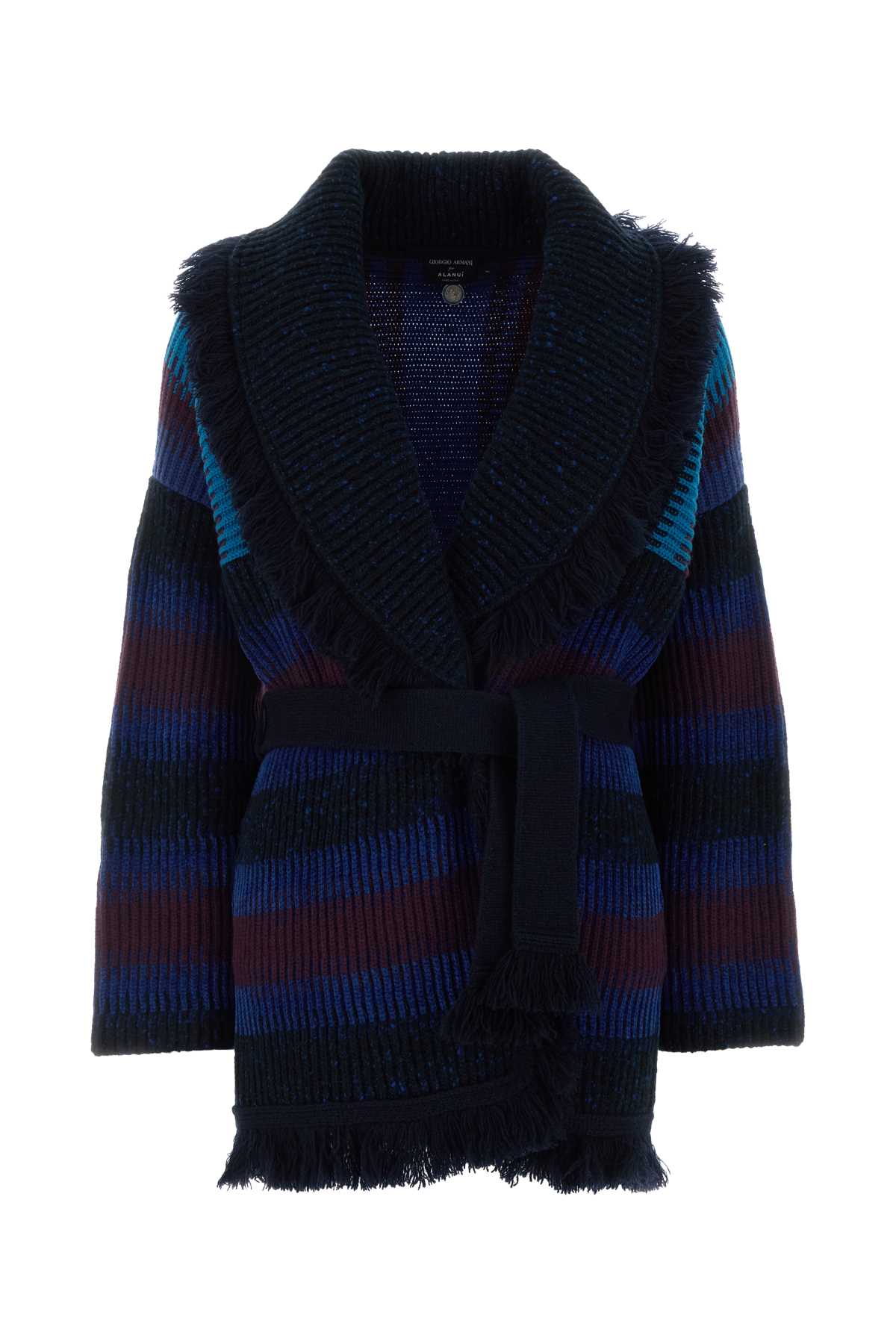 Giorgio Armani X Alanui Cashmere-Blend Striped Cardigan — Navy