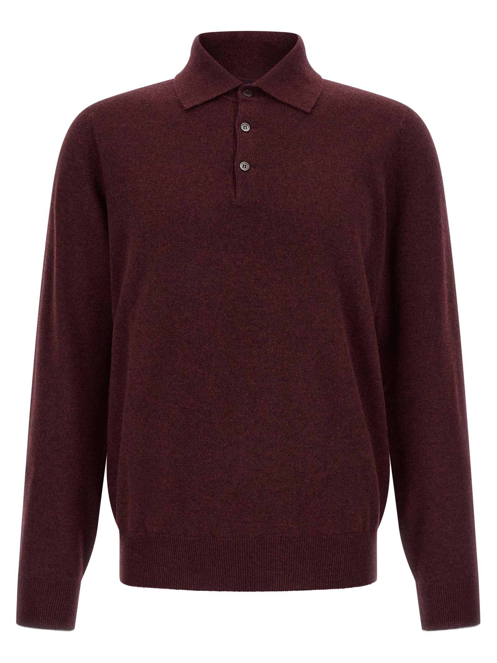 Brunello Cucinelli Cashmere Polo Shirt — Bordeaux