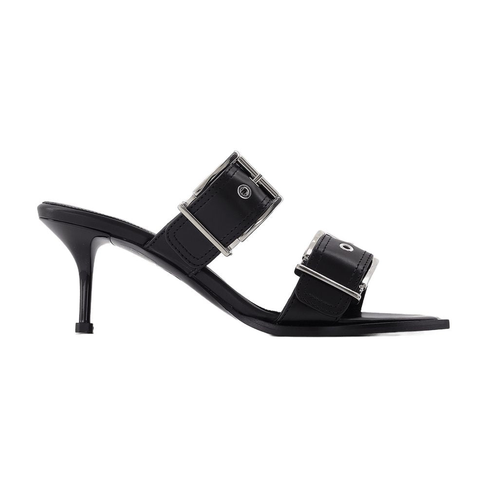 Alexander McQueen Buckle-Embellished Leather Pump — Black