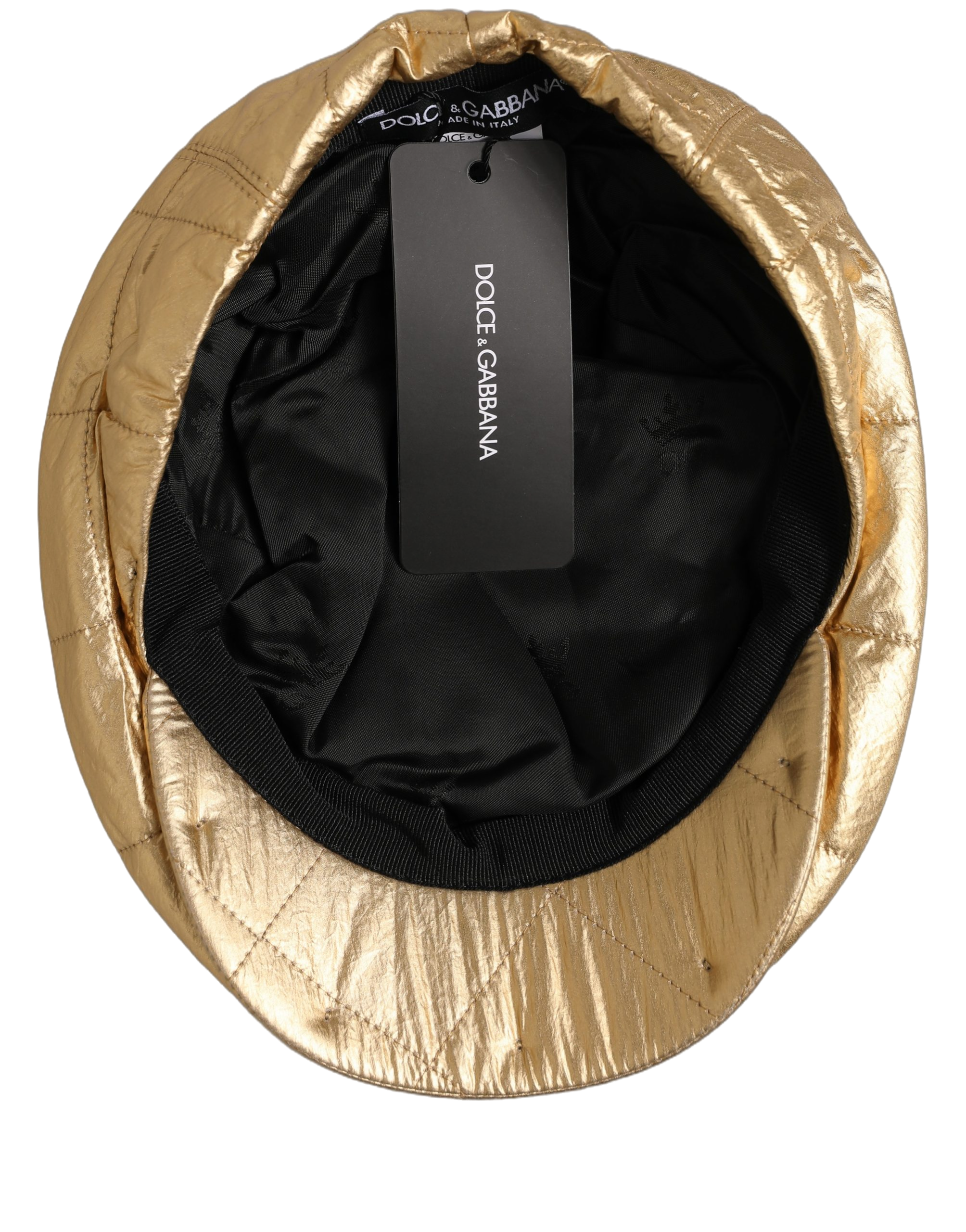 Dolce & Gabbana HAT10032 Quilted Metallic Newsboy Cap — Gold