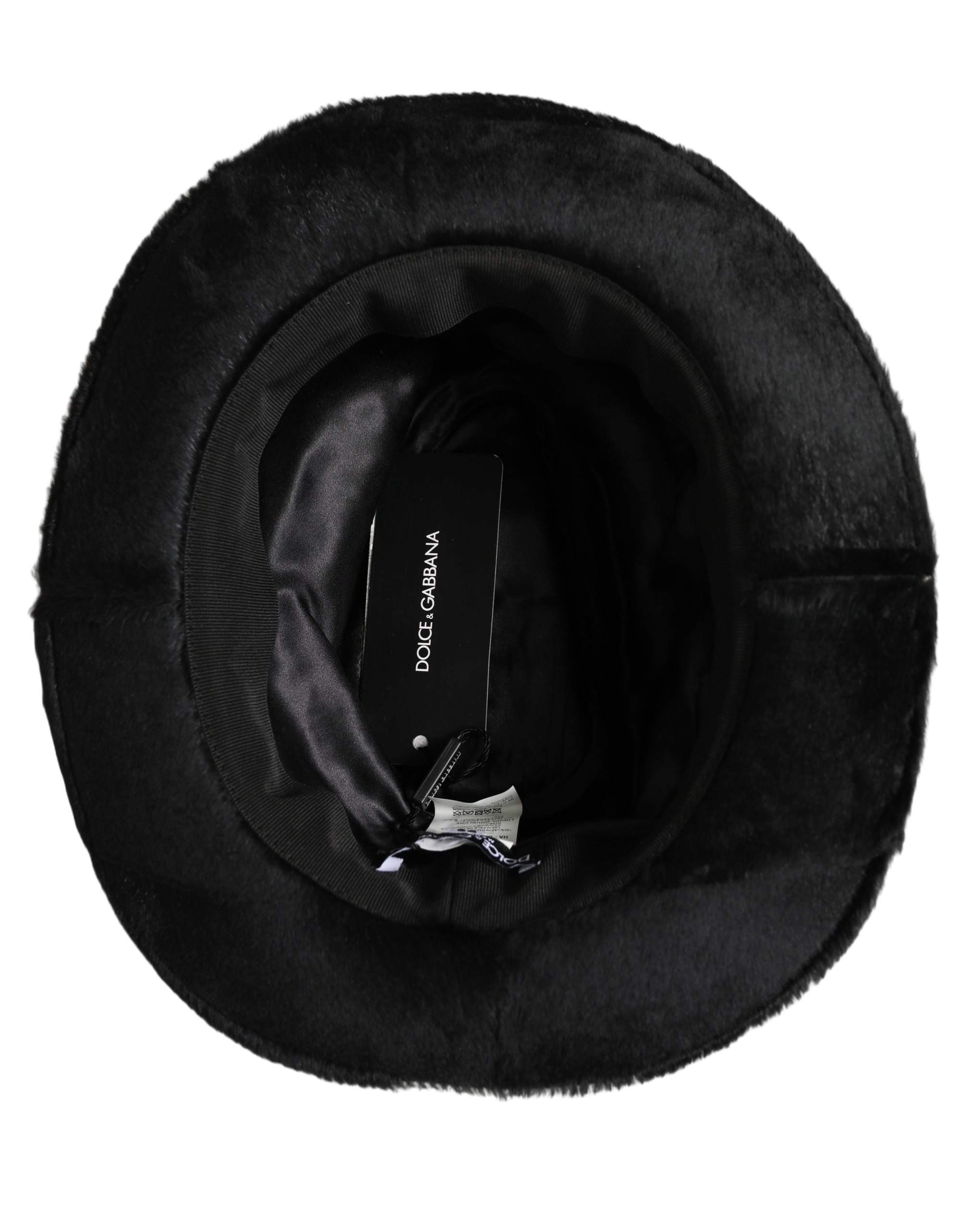 Dolce & Gabbana HAT10089 Rabbit Leather Wide Brim Fedora — Black